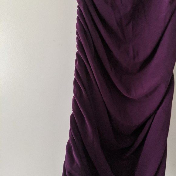 Ruched Royal Purple Midi/Mini Bodycon Dress AKIRA - Picture 6 of 8